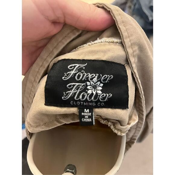 Forever & Flower Tan Jacket. Cotton. Size Medium. - Picture 2 of 8